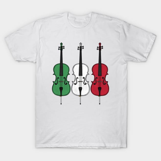Cello Italian Flag Cellist String Musician Italy T-Shirt by doodlerob